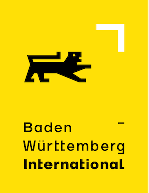 Auf dem Logo ist ein Löwe abgebildet, daneben der Schriftzug:"bw-i", darunter der Schriftzug "Baden-Württemberg international"