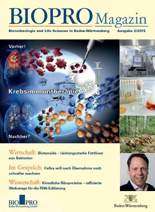 Die Titelseite der zweiten Ausgabe des BIOPRO Magazins 2015