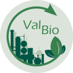 Green, round logo of the ValBio Urban project, schematically showing the production.