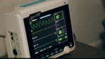 Screen of an ECG device showing the typical action potentials of the heart muscle.